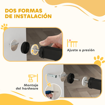 Pawhut Barrera Para Perros Con Ancho Ajustable 76-104 Cm 2 Extensiones Negro_5