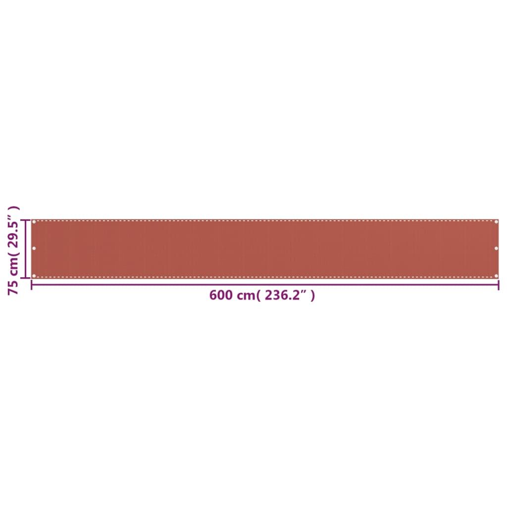 Vidaxl Toldo Para Balcón Hdpe Terracota 75x600 Cm_4
