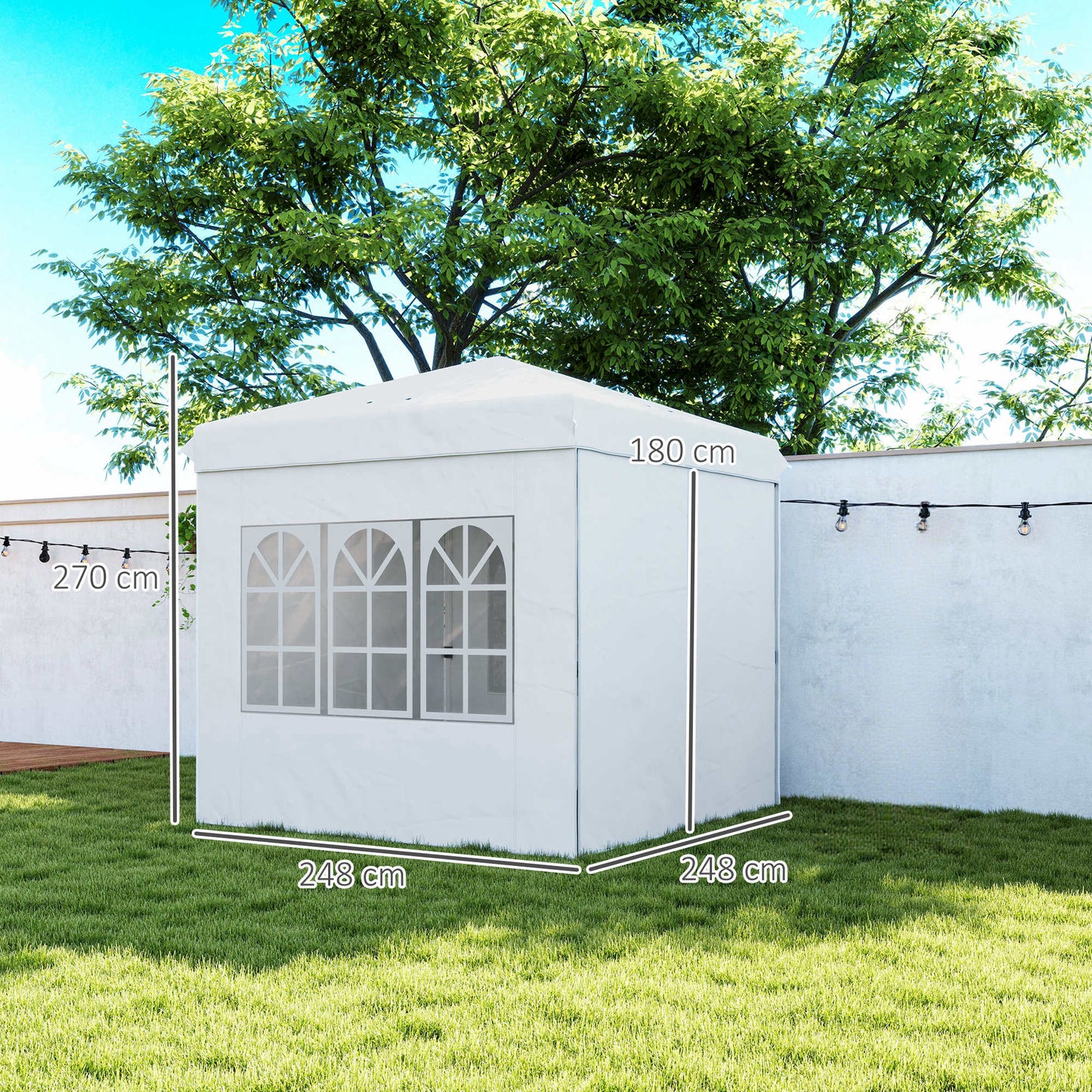 Outsunny Carpa Plegable Pop-up 2,5x2,5 M Con 4 Paredes Laterales Anti-uv Blanco_2