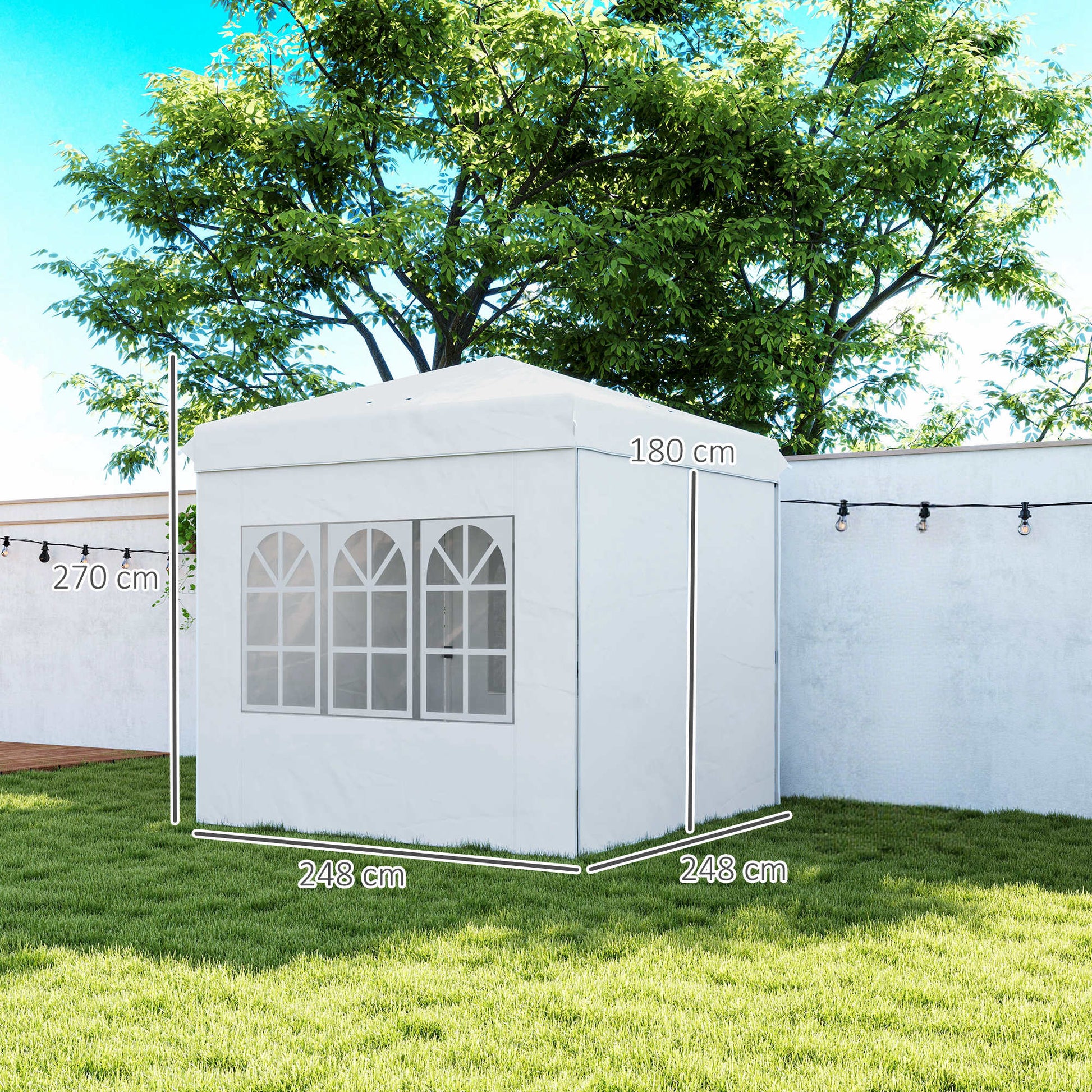 Outsunny Carpa Plegable Pop-up 2,5x2,5 M Con 4 Paredes Laterales Anti-uv Blanco_2
