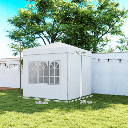 Outsunny Carpa Plegable Pop-up 2,5x2,5 M Con 4 Paredes Laterales Anti-uv Blanco_2