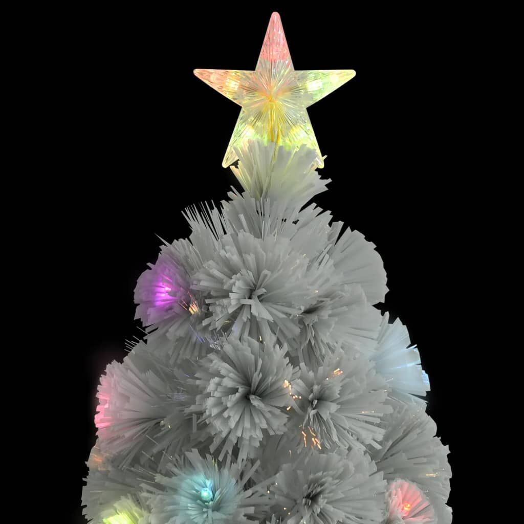 Vidaxl Árbol De Navidad Artificial Con Luces Fibra Óptica Blanco 120cm_4