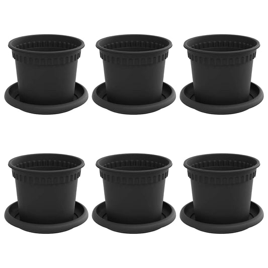 Macetas 6 Uds. Negro Plástico_0