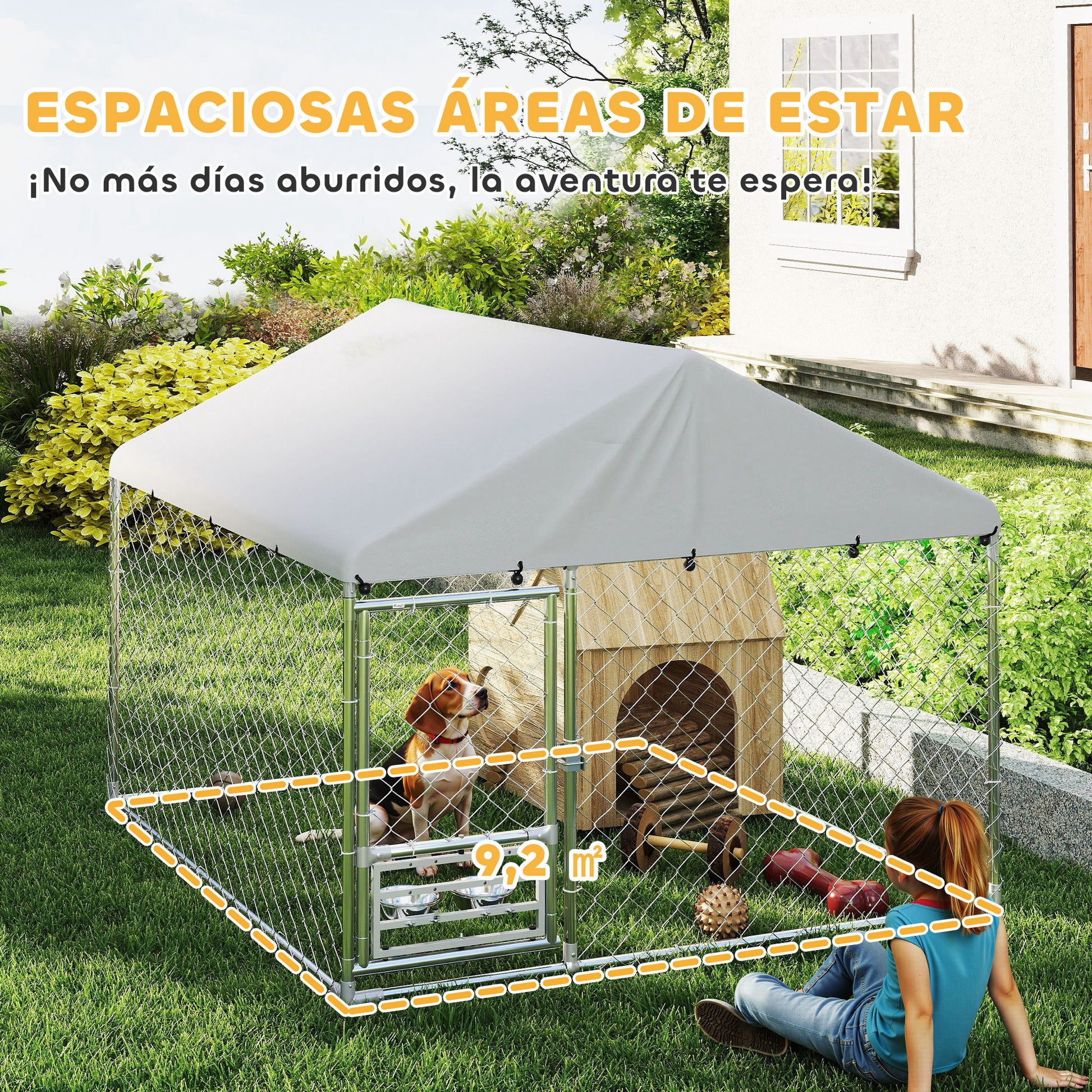 Pawhut Perrera De Exterior Con Techo 2x2x1_3