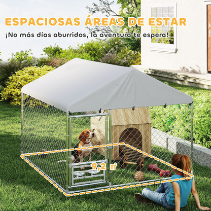 Pawhut Perrera De Exterior Con Techo 2x2x1_3