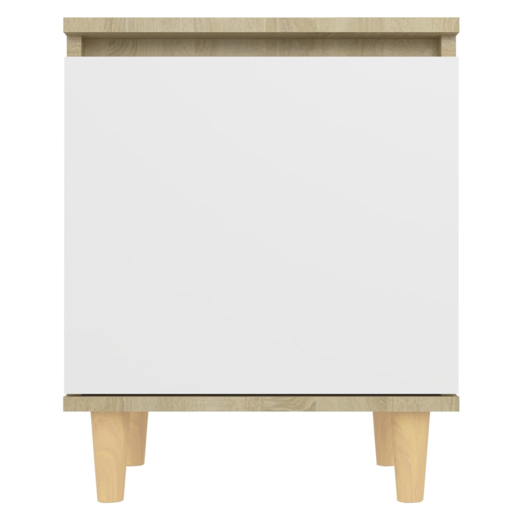 Mesita Noche Con Patas Madera Pino Blanco Y Sonoma 40x30x50 Cm_4