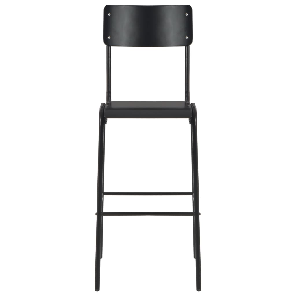Taburetes De Cocina 4 Uds Madera Contrachapada Y Acero Negro_1
