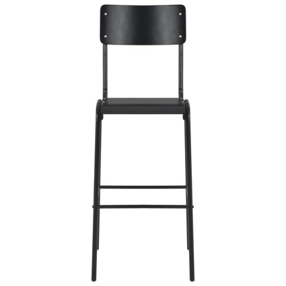 Taburetes De Cocina 6 Uds Madera Contrachapada Y Acero Negro_1