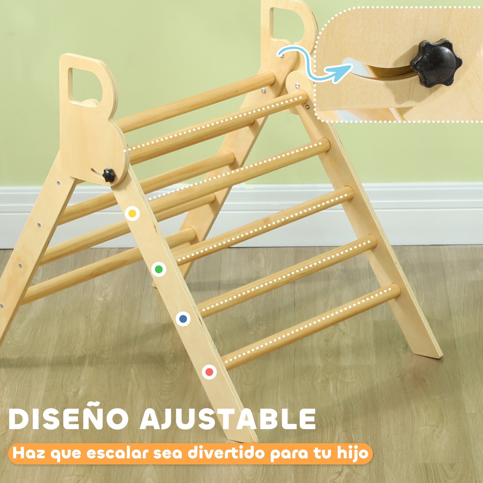 Aiyaplay Triángulo De Escalada De Madera Plegable 82x66x71 Cm Natural_3