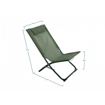 Lote De 2 Sillas De Jardín Plegables Verde Caqui - Muebles De Jardín - Chilian - 76x50x74cm_3