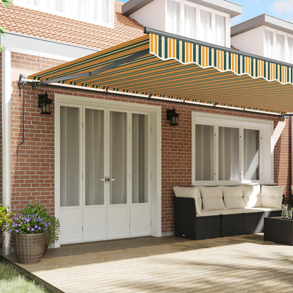 Toldo Retráctil Verde Y Amarillo 600 X 300 Cm Tela Y Aluminio_2