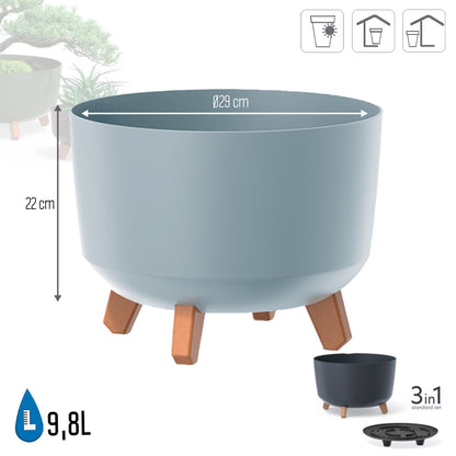 Macetero Color Gris,sin Depósito , Colección Gracia De 29cm X 29cm X 22cm Cm, Capacidad De 9,8 L._2