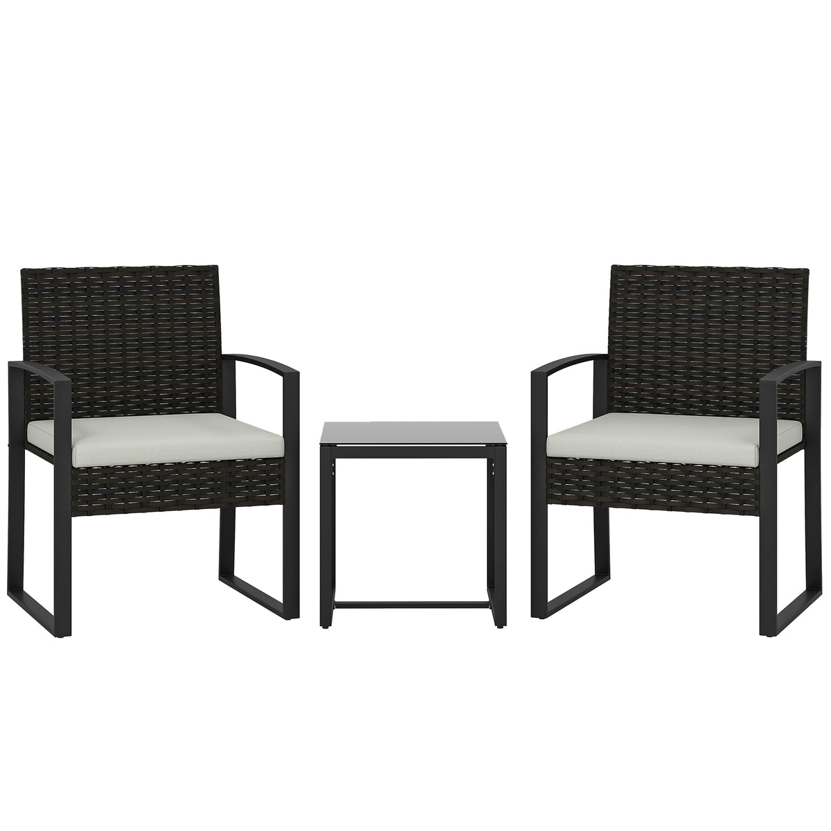 Conjunto De Jardín Outsunny Acero, Pe Crema 58x55x76 Cm_0