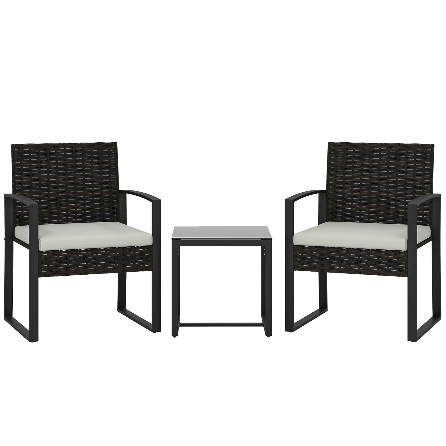 Outsunny Muebles De Jardín Con 2 Sillas Con Cojines Lavables Y Mesa De Vidrio_0