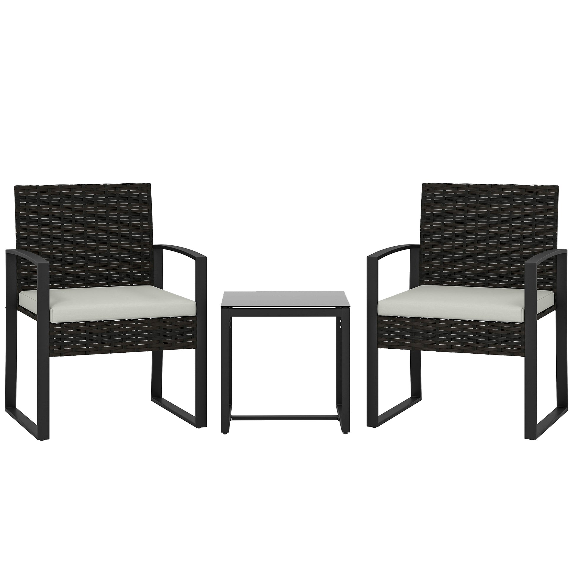 Outsunny Muebles De Jardín Con 2 Sillas Con Cojines Lavables Y Mesa De Vidrio_0