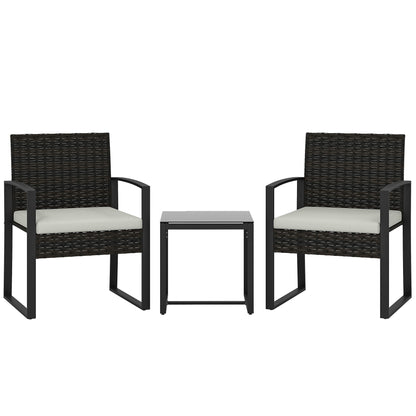 Outsunny Muebles De Jardín Con 2 Sillas Con Cojines Lavables Y Mesa De Vidrio_0