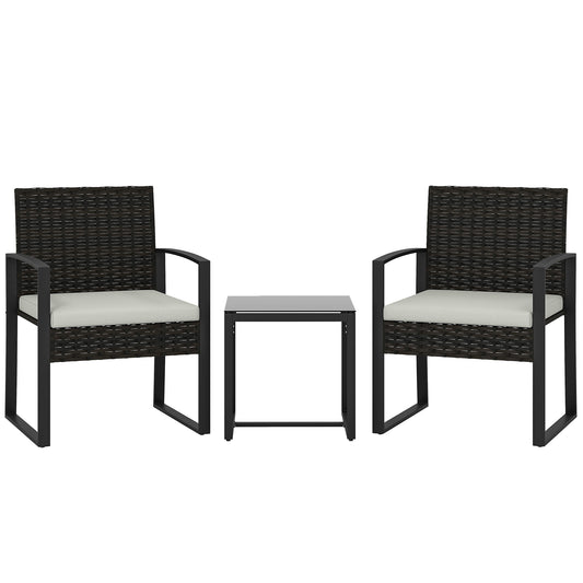 Outsunny Muebles De Jardín Con 2 Sillas Con Cojines Lavables Y Mesa De Vidrio_0