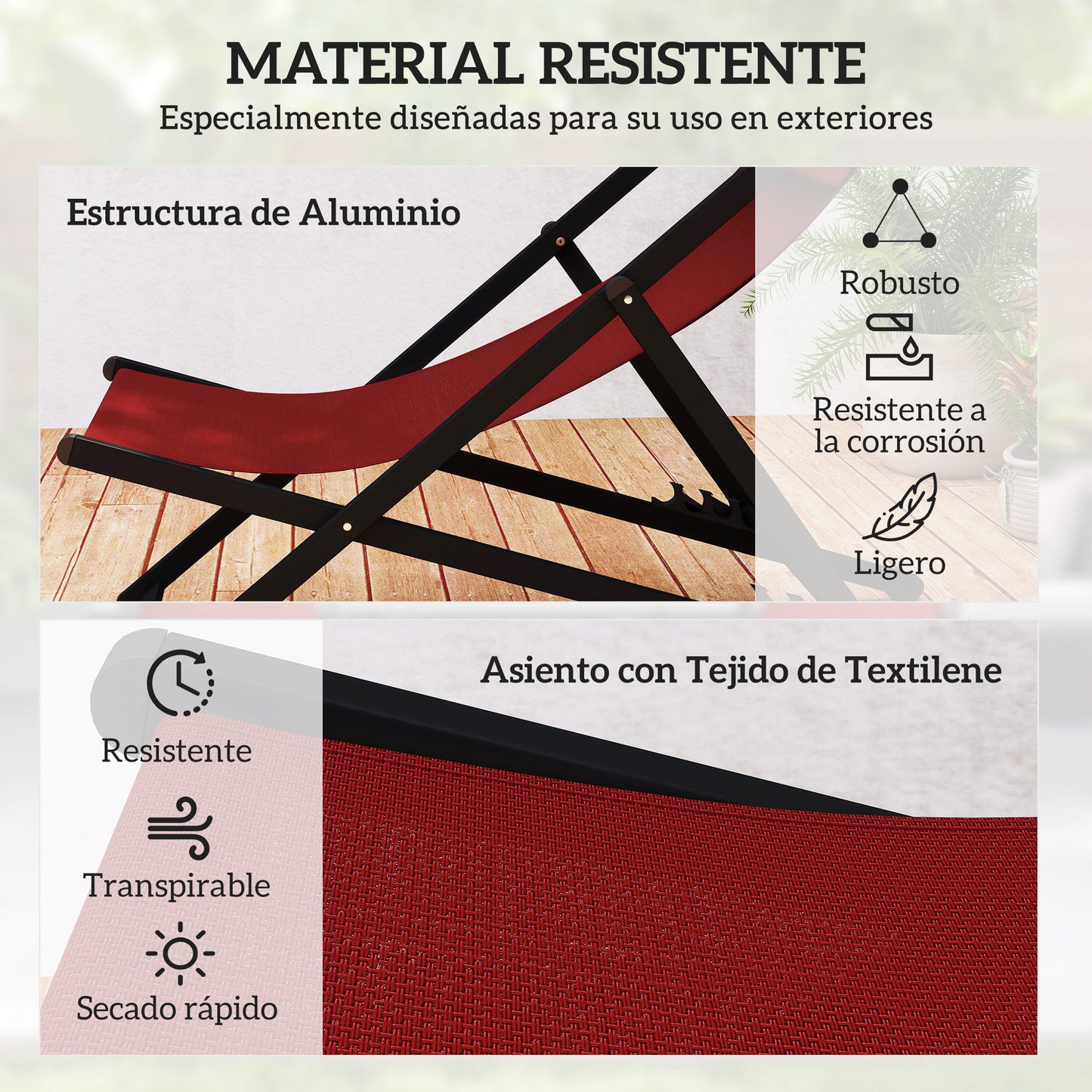 Outsunny Conjunto De 2 Tumbonas Plegables De Aluminio 60x100x85 Cm Blanco_5