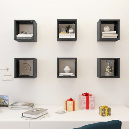 Estantes Cubo De Pared 6 Unidades Gris Brillo 22x15x22 Cm / Vetonek_5