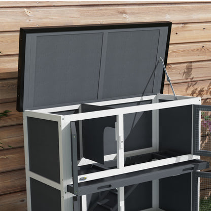 Pawhut Conejera De Madera 97x44x91 Cm Con Techo Asfáltico Puertas Con Pestillo_4