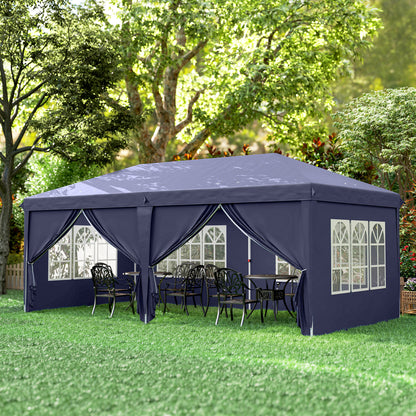 Outsunny Carpa Plegable 6x3x2,7 M Con 4 Paneles 4 Ventanas Azul_4