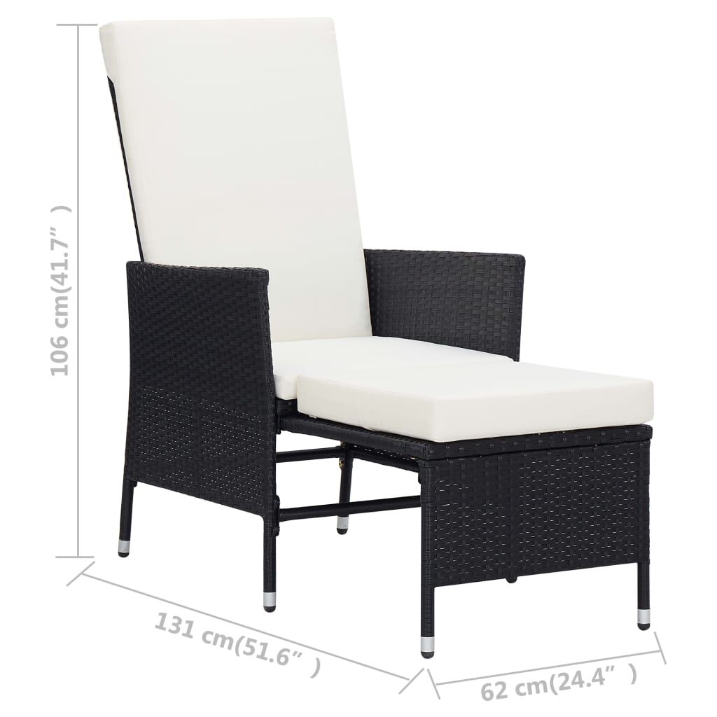 Vidaxl Sillón Reclinable De Jardín Con Cojines Ratán Sintético Negro_2
