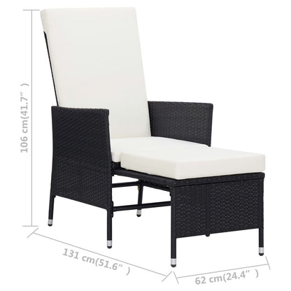 Vidaxl Sillón Reclinable De Jardín Con Cojines Ratán Sintético Negro_2