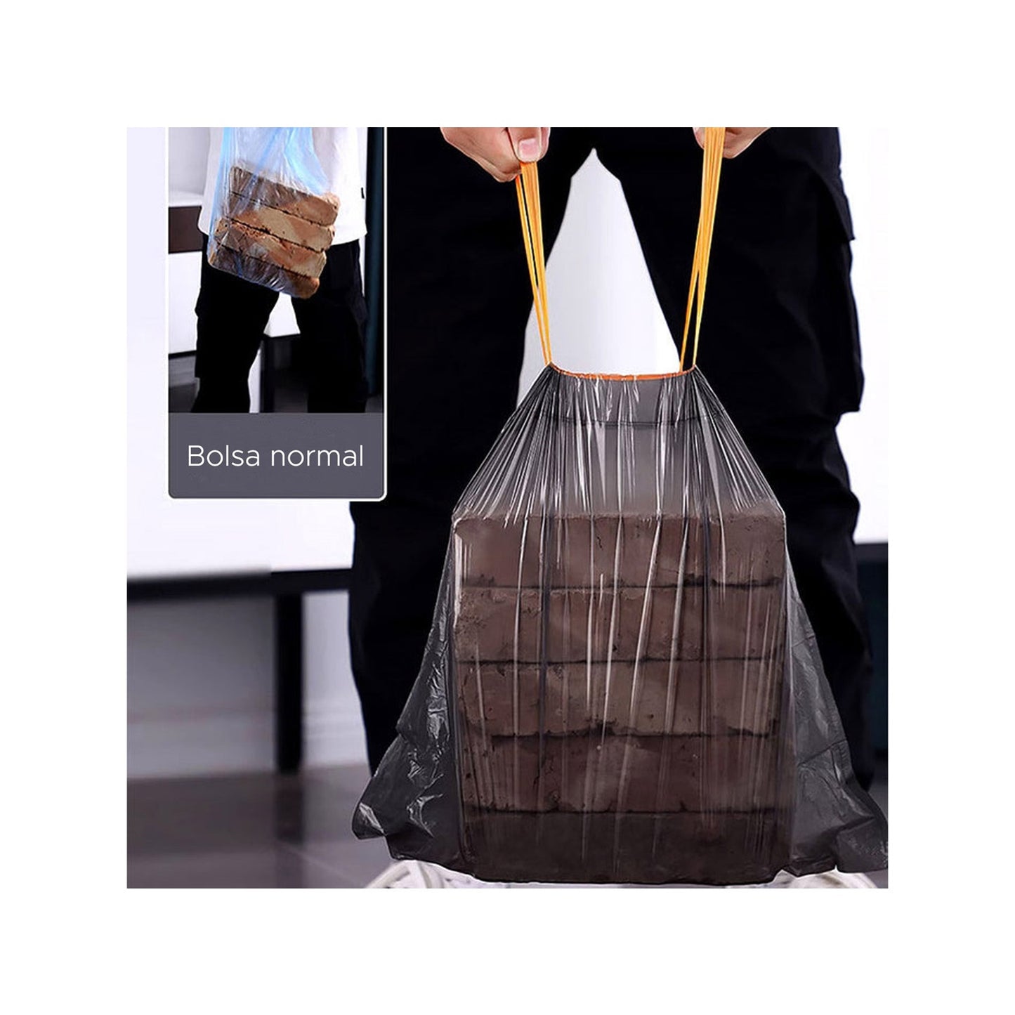 Joybos - 5 Rollos De Bolsas De Basura Negras Con Cordón