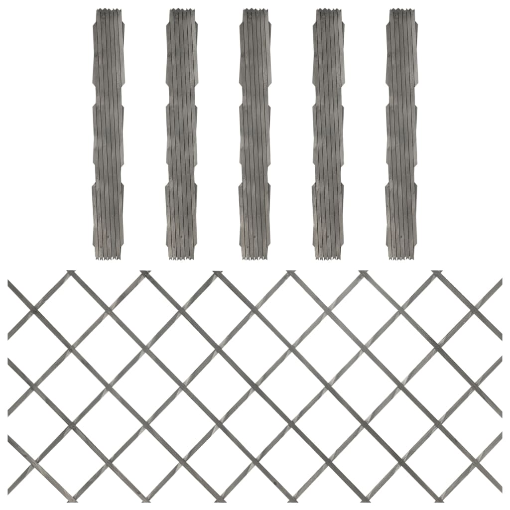Vallas Enrejado 5 Uds Madera Maciza De Abeto Gris 180x80 Cm / Vetonek_4