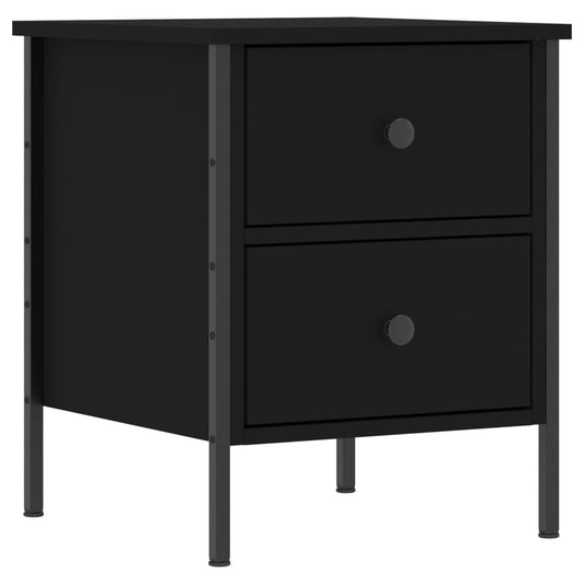 Mesita De Noche Madera De Ingeniería Negro 40x42x50 Cm_0