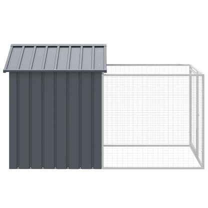 Vidaxl Caseta Perros Con Corral Acero Galvanizado Gris 117x201x123 Cm_3