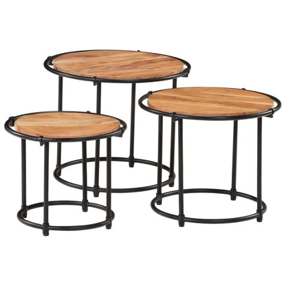 Mesas Apilables 3 Piezas Madera Maciza De Acacia_1