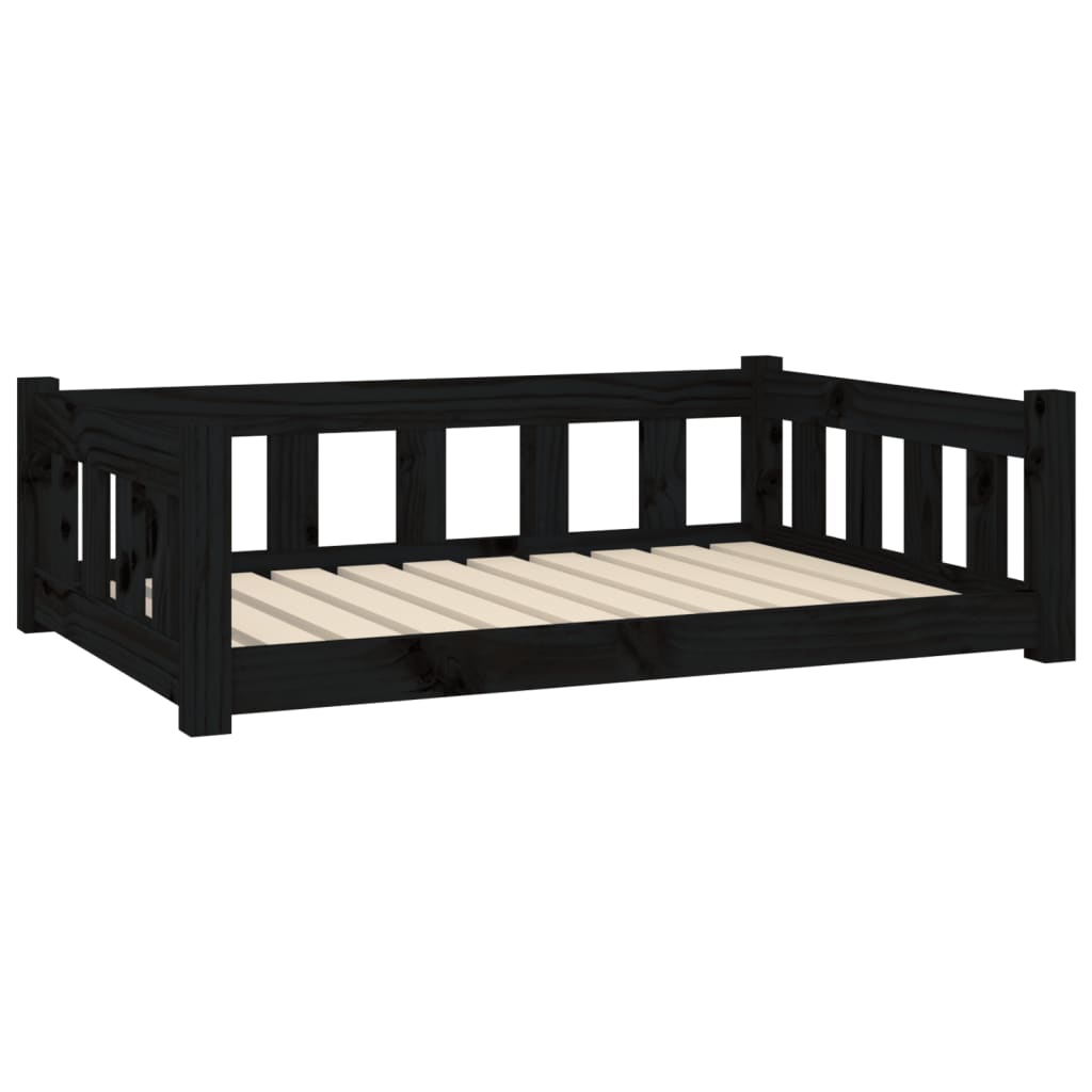 Cama Para Perros Madera Maciza De Pino Negro 95,5x65,5x28 Cm / Vetonek_2