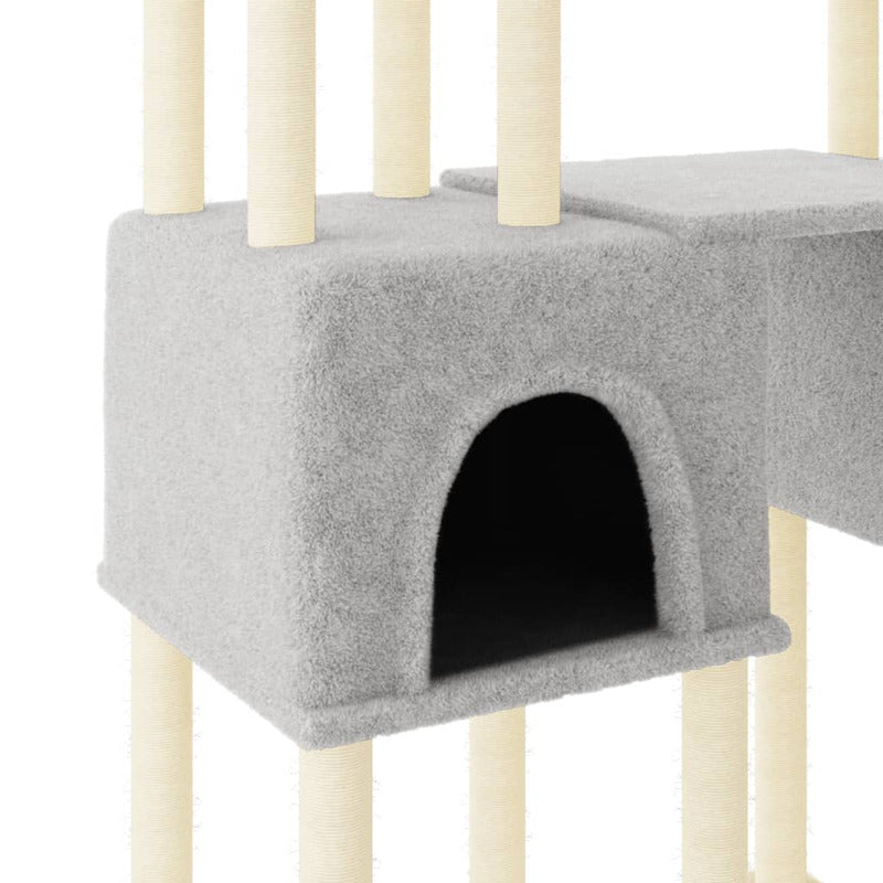 Vidaxl Rascador Para Gatos Con Postes De Sisal Gris Claro 199 Cm_5