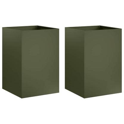 Macetero De Jardín 2 Uds. Verde Oliva 50 X 50 X 75 Cm_0