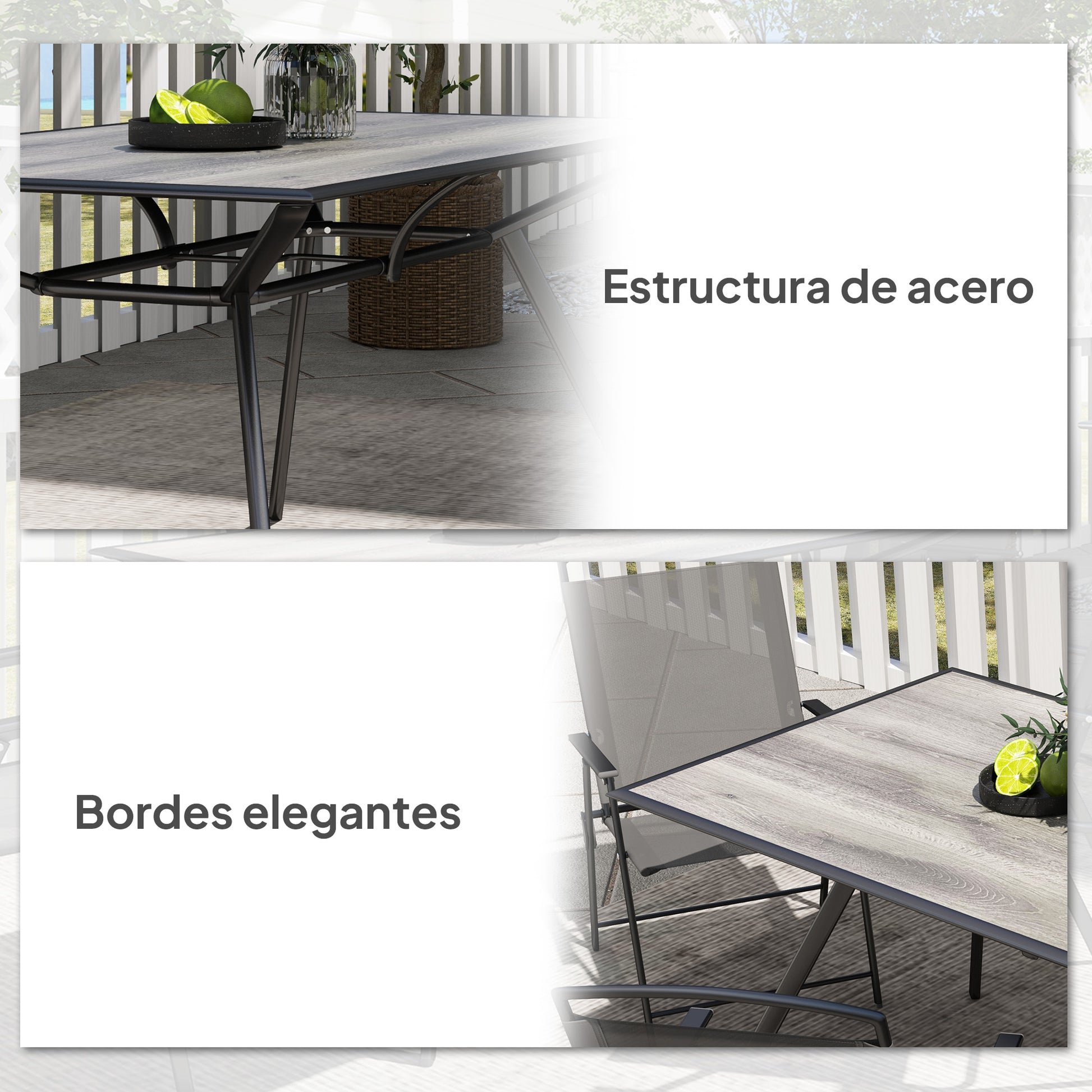 Outsunny Mesa De Jardín Exterior Con Encimera Imitación Madera Carga 70 Kg Gris_5