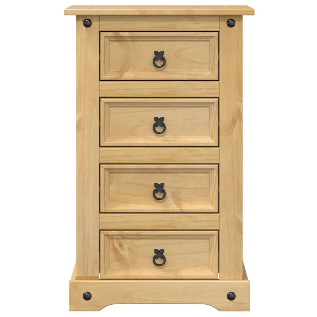 Mesita De Noche Corona Madera Maciza De Pino 53x39x84 Cm_2