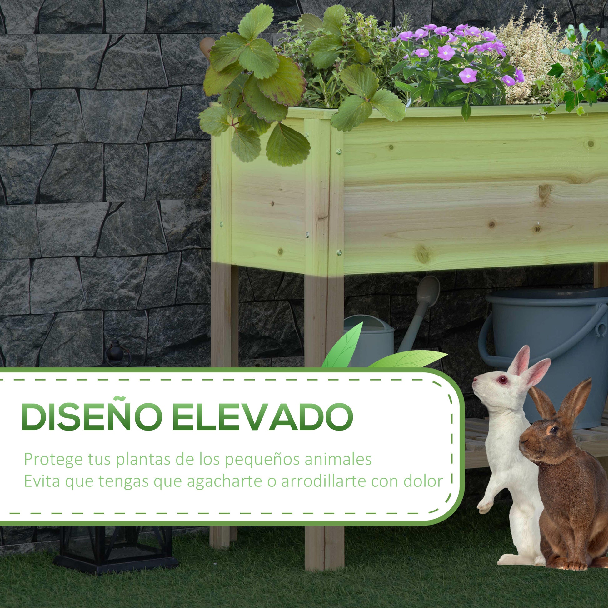 Outsunny Huerto Urbano Elevado Con Estante 90x40x81cm Mesa De Cultivo De Madera_3