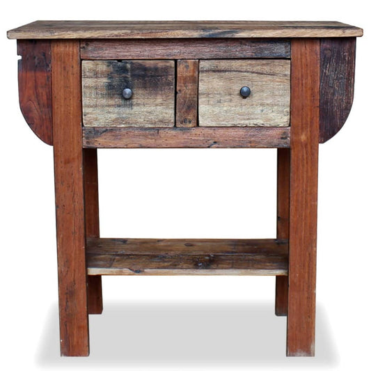 Mesa Consola De Madera Reciclada Mixta 80x35x80 Cm_0