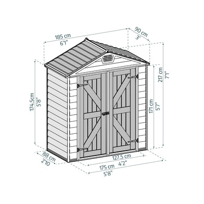 Cobertizo de jardín Skylight Deco gris deco Canopia by Palram 185x90 cm