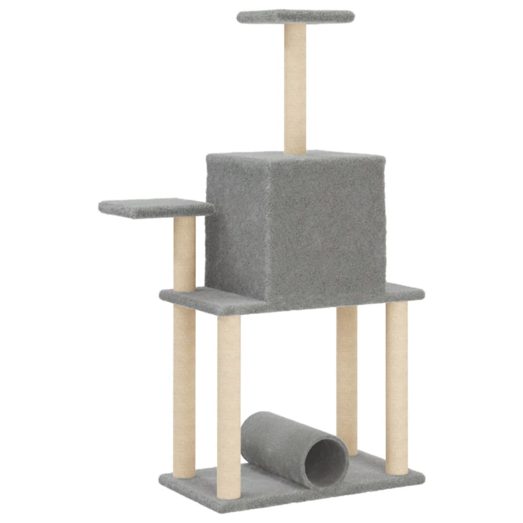 Rascador Para Gatos Con Postes De Sisal Gris Claro 122 Cm_5
