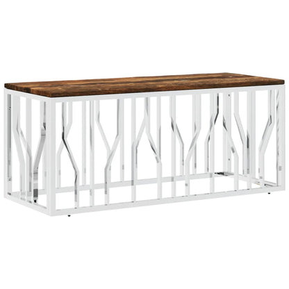 Mesa De Centro Acero Inoxidable Y Madera Maciza Reciclada._0