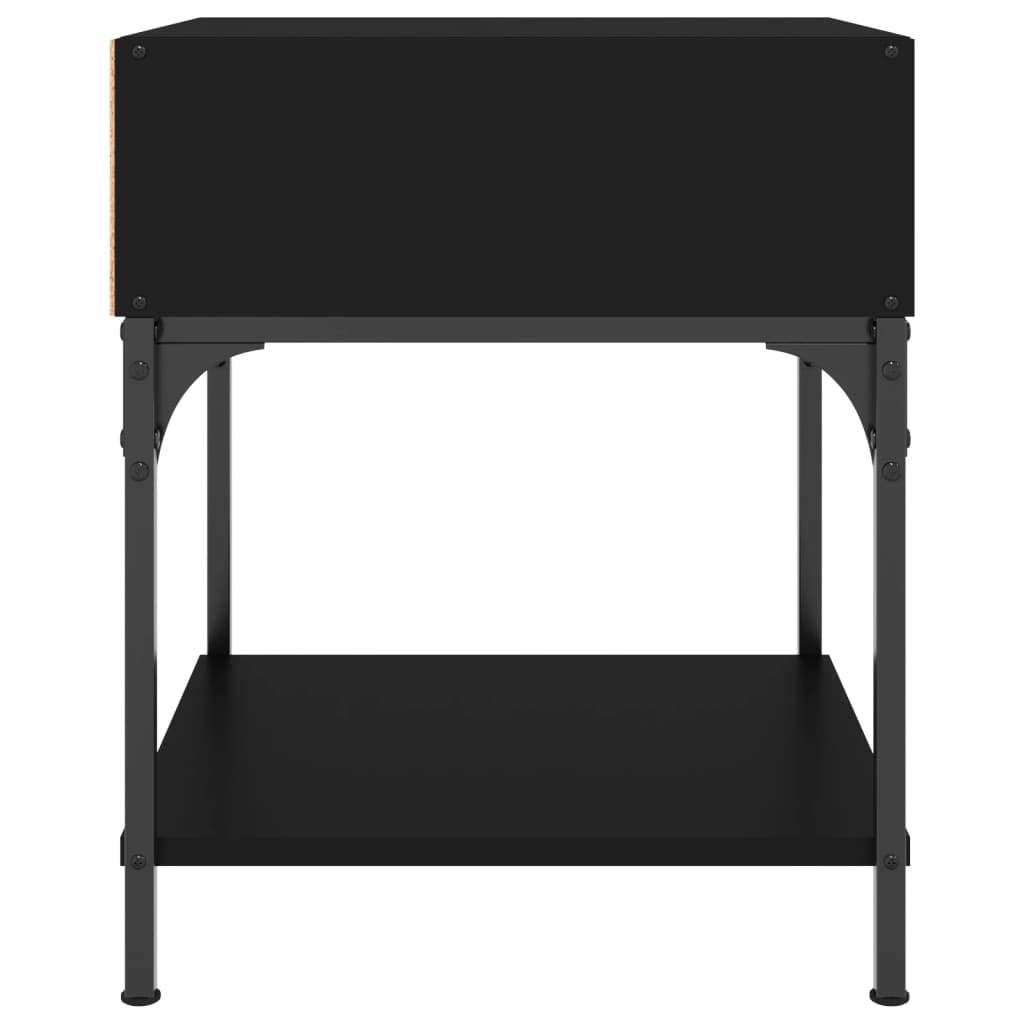 Mesita De Noche Madera De Ingeniería Negro 40x41x50 Cm_3