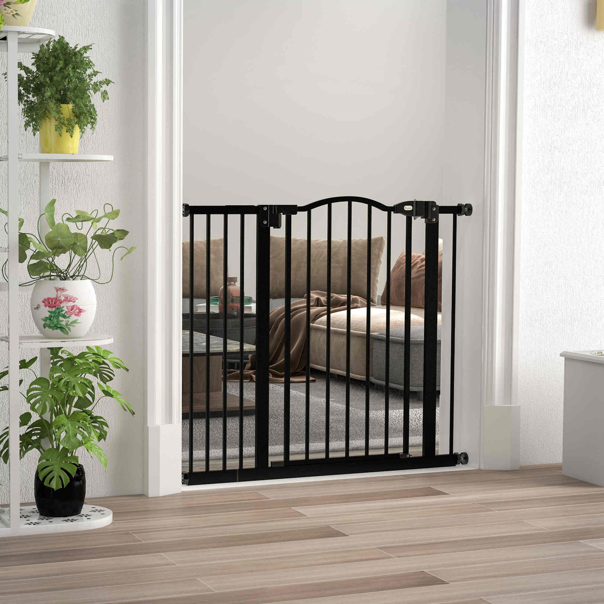 Pawhut Barrera De Seguridad Extensible Con Extensión 74-94x78 Cm Negro_1