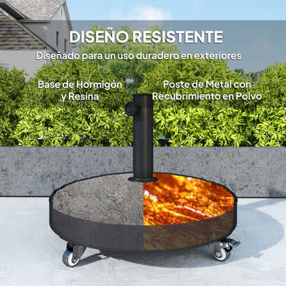 Outsunny Base Para Sombrilla Redonda Con Ruedas Relleno De Cemento Negro_4