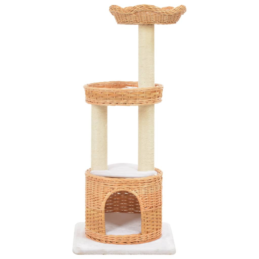 Vidaxl Rascador Para Gatos Con Poste De Sisal Madera Natural De Sauce_1