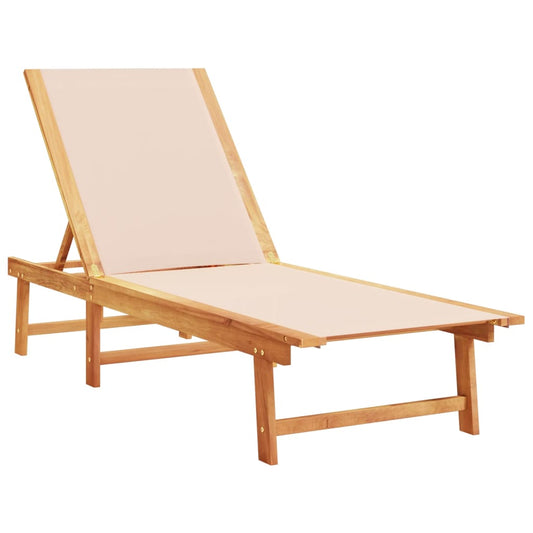 Tumbona De Madera Maciza De Acacia Y Textileno Crema / Vetonek_0