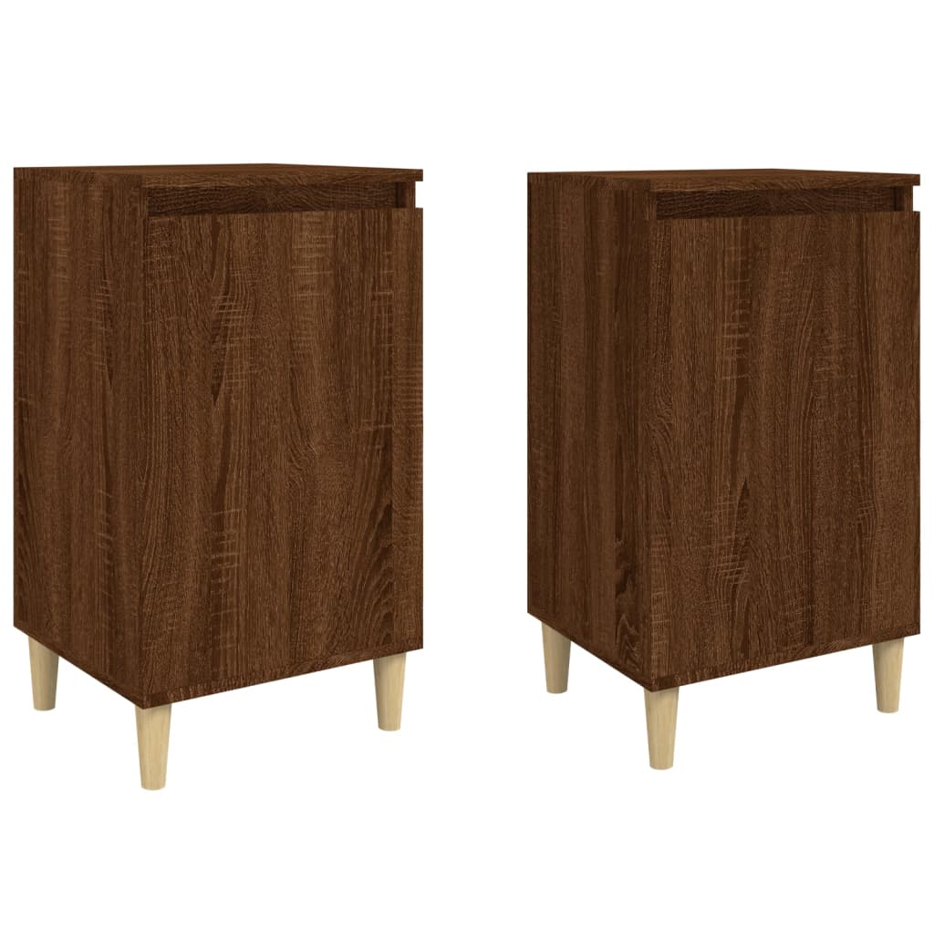 Mesitas De Noche 2 Uds Madera Color Roble Marrón 40x35x70 Cm_0