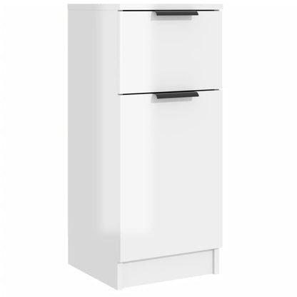Aparador De Madera Contrachapada Blanco Brillante 30x30x70 Cm / Vetonek_2