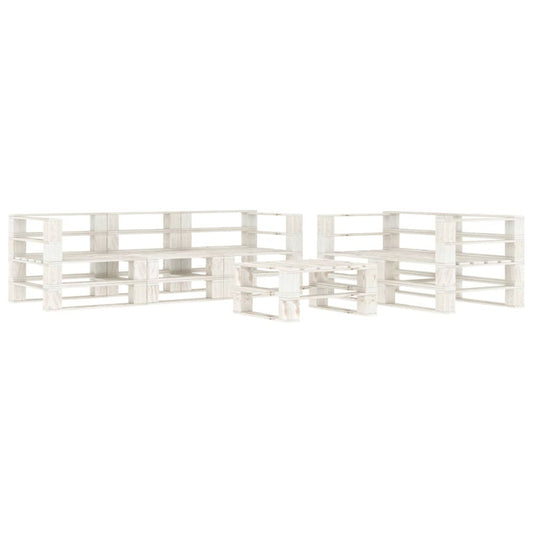 Vidaxl Juego De Muebles De Palés Para Jardín 6 Piezas Madera Blanco_0
